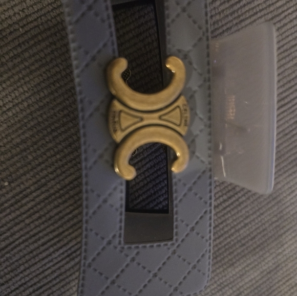 Celine Gray Quilted Hair Clip with Gold Accent